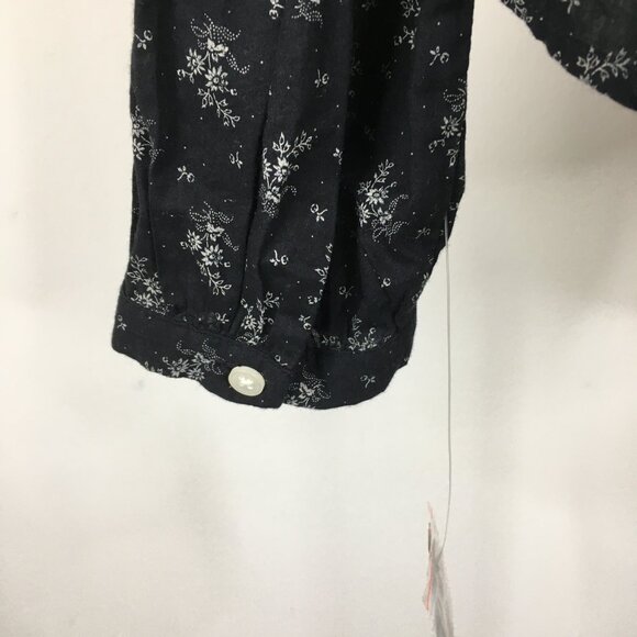 NWT POLO RALPH LAUREN Black Taupe Floral Print Tie Collar V Neck Shirt - Picture 9 of 9